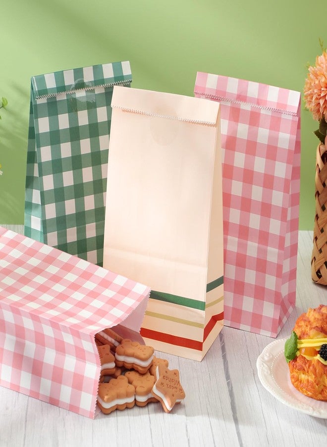 Kolldenn 36 Pcs Gingham Gift Bags Gingham Camp Paper Bag Pink Green Plaid Checkered Goodie Bags for Camp Bachelorette Baby Shower Wedding Birthday Party Favor Supplies - Image 3